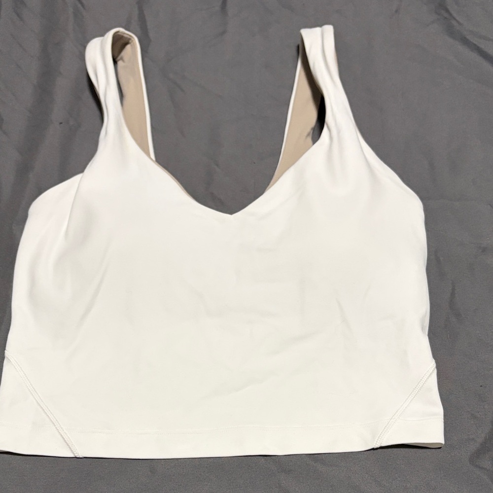 LululemonWhite V-Neck Sleeveless Crop Top/bra